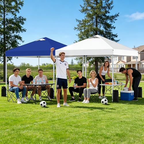 SANWAY 10x10 Pop Up Canopy Tent, One Push Setup, Heavy Duty Portable for Beach Camping Parties with Vents - Blue - color: Blue