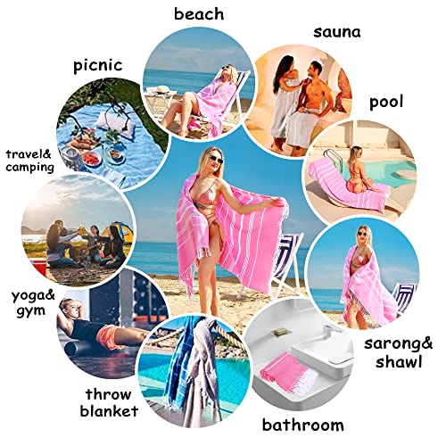 Beach Towel 2 Pack,Sand Free Beach Towels Oversized 39 x 72,Turkish Beach Towel Quick Dry Towel,Lightweight Pool Towels for Adults Travel Towel,Cool Beach Accessories Super Absorbent Towels - color: 2 Pack Blue+pink