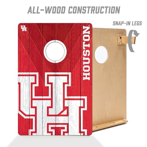 YouTheFan NCAA 2’ x 3’ Wood Cornhole Game with Logo Bags - color: Houston Cougars, size: 2' X 3'