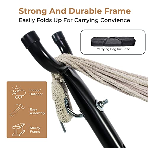 Backyard Expressions - 914921 - Portable Double 2 Person Outdoor Hammock with Stand - Brown and Gray - 9 x 3 Foot Hammock - color: Saharan Nights