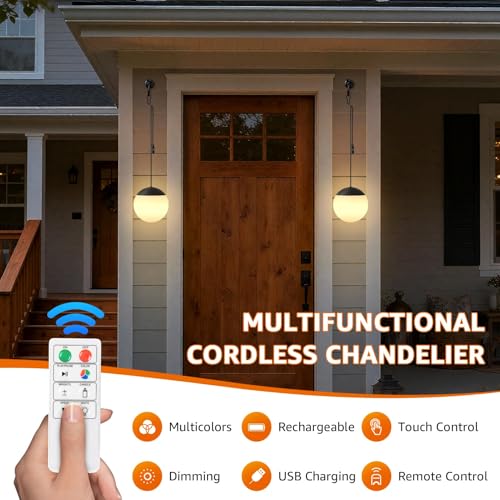FUYO Rechargeable LED Camping Lantern, 2-Pack Garden Decor Lights Waterproof Outdoor Lanterns w/ Remote & 8 Colors, Hanging Ball Lights for Backyard Fence Pathway Porch Christmas Decorative