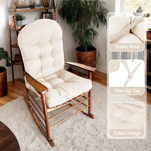 Adirondack Chair Cushion, Waterproof Outdoor Seat Cushions for Patio Furniture, Thick High Back Replacement Pad for Porch Lawn Wicker Dining Desk Chair, Rocking Chair Cushion, Beige - color: Beige
