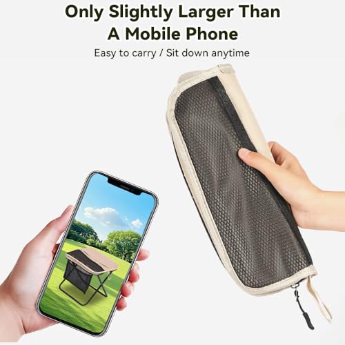 2 Pack Portable Folding Stools, Collapsible Backpack Stool with 3 Storage Pouches, Camping Chair Outdoor Seats Foot Rest, Ultralight for Hiking, Fishing, Camping, Festivals, Large 13"x10.62"x12.2"