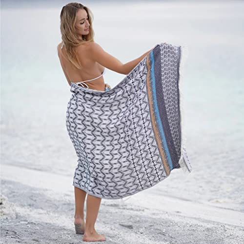 BAGNO MILANO Beach Towels Organic Turkish Cotton Soft, Quick Dry Oversized Turkish Towel Throw Blanket for Beach, Yoga, Spa, Pool (Beach Towel, Myra Blue) - color: Myra Blue