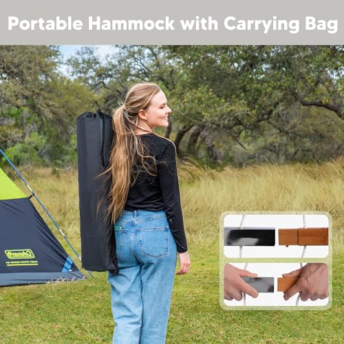 SUNCREAT Hammocks for Outside with Stand Included, Double Hammock with Curved Spreader Bar, Carrying Bag, Beige - color: Beige