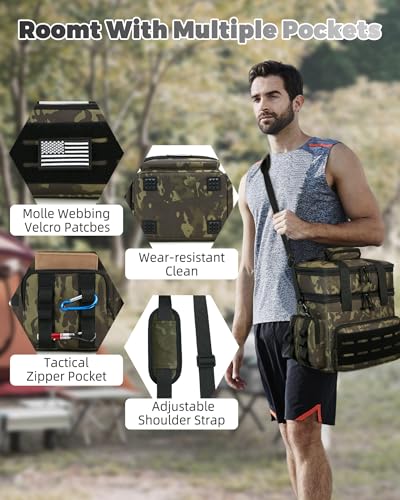holuxer Tactical Lunch Bag & Lunch Box for Men - Large Double Deck Expandable Insulated Soft Adult Lunchbox for Work - Cooler Bag for Beach, Picnic, Camping,Outdoor，Travel (Camo,23L) - color: Camo, size: X-Large