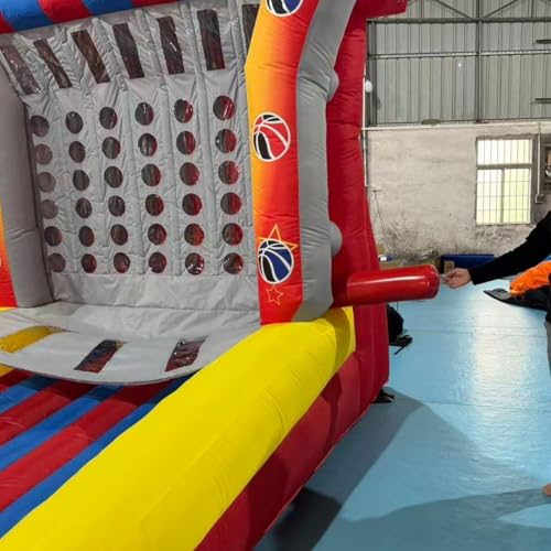 PVC Giant 4 in a Row Connect Inflatable 4-to-Score Basketball Game with Blower+20 Balls, Inflatable Carnival Games for Commercial Bussiness, Lawn Games, School Events