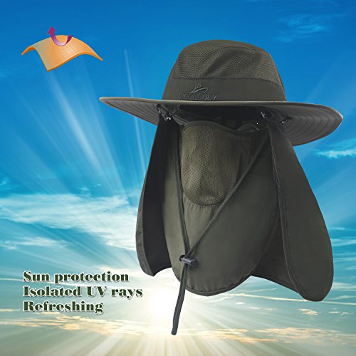 Fishing Hat,Sun Cap with UPF 50+ Sun Protection and Neck Flap,for Man and Women - color: Dark Green