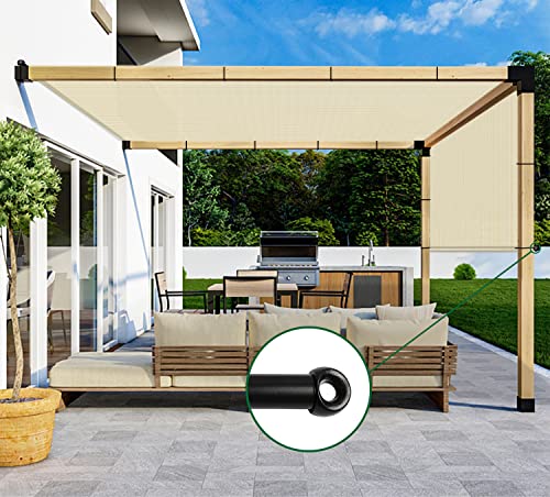 3' x 7' Universal Pergola Shade Cover with Grommets Weighted Rods, Sun Shade Cloth Outdoor Canopy Replacement Cover, Patio Awning for Porch, Backyard, Gazebo, Garden, Beige - color: Beige, size: 3'x7'