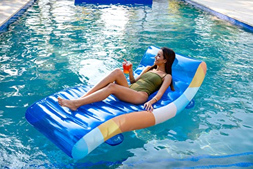 PoolCandy Good Vibes Floating Chaise Lounger. The Ultimate 2in1 Luxurious and Durable Inflatable Pool Float; Its a Lounge Chair on Land or in Water.