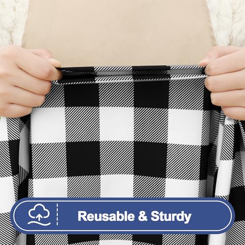 Smiry Picnic Table Cloth 2 Pack, Waterproof Elastic Fitted Tablecloths for 6FT Rectangle Tables, Washable Polyester Buffalo Plaid Tablecloth for Camping, Dining & Outdoor (Black & White, 30" x 72") - color: Black and White, size: 30" x 72"