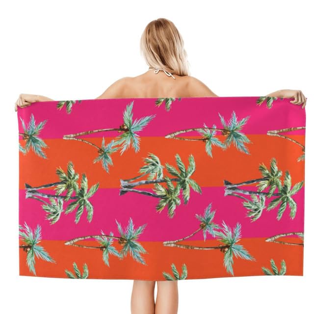 JOOCAR Orange Pink Coconut Tree LGBT Beach Towel Gay Pride Stripe Microfiber Beach Towels Blanket Oversized XL Tropical Big Extra Large Pool Towels Quick Dry Sandproof for Women Girls Men 30x 60 Inch - color: B2
