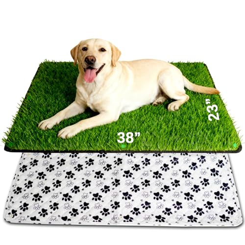 Grass Pee Pads for Dogs, 38×23", Reusable & Washable Dog Pee Pad for Large Pet, Replacement Puppy Training Turf Mat, Dog Potty Pad Artificial Grass, Indoor, Porch, Balcony, Patio, Travel