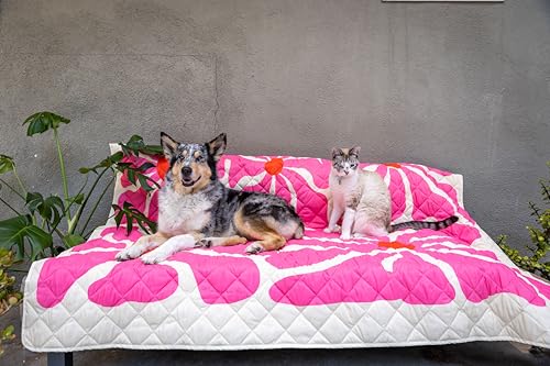 Waterproof Blanket, 60”x70” - Large Couch Cover for Dogs and Pets - Ideal for Picnics, Outdoor, Camping, Beach and More - Large, Washable Protector - color: Green / Pink