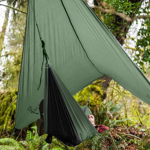 Wise Owl Outfitters Hammock Rain Fly – Waterproof Camping Tarp Cover with Tent Stakes & Carry Bag, Ultralight Shelter for Backpacking & Outdoor Shade - color: Sage, size: Standard (26 oz)