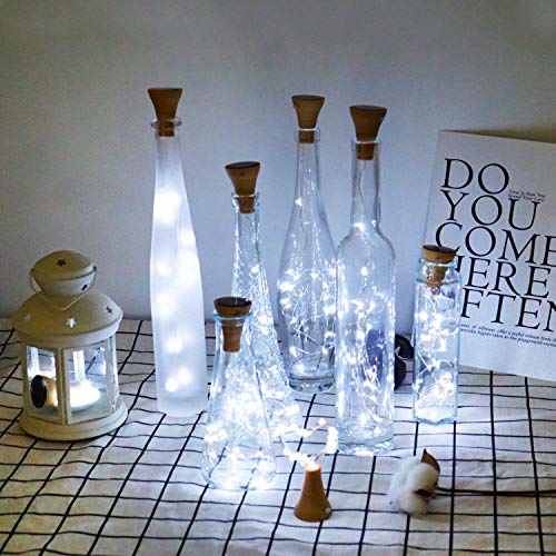 Upgraded 10 Pack Solar Wine Bottle Lights 20 LEDs Waterproof Silver Wire Cork Lights for Party, Wedding, Christmas, Holiday, Outdoor, Garden, Patio, Pathway Decor - color: Cool White, size: Round