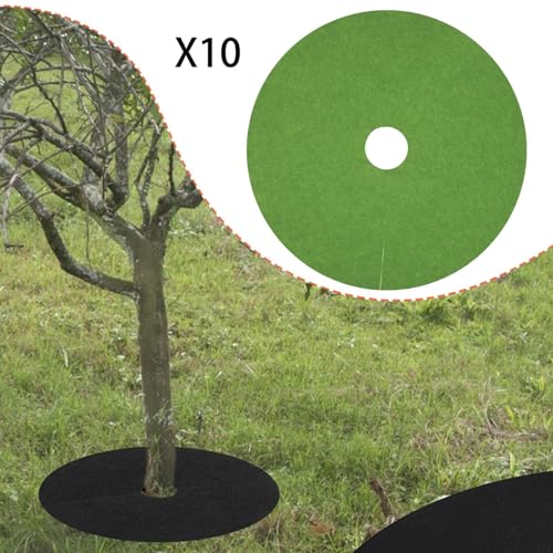10Pcs Tree Weeding Barrier Mats Ground Covers Tree Protection Mats for Landscaping, Green - color: green