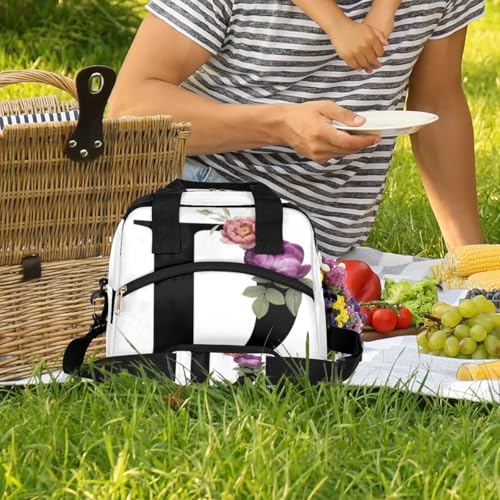 Letter D Insulated Lunch Bag for Women Men Reusable Waterproof Lunch Box Cooler Tote Bag One shoulder portable meal bag Portable Adult Lunchbox for Work Picnic Hiking Beach - color: Letter D