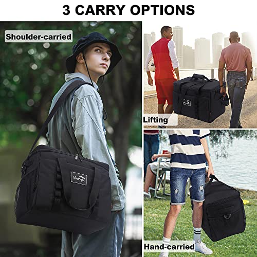 Cooler Bag 48-Can Insulated Leakproof Soft Cooler Large Collapsible Portable Travel Cooler Bags 32L for Picnic, Waterproof Soft Ice Chest for Camping, Beach, Fishing, Outdoor - 32 Quart - color: Black