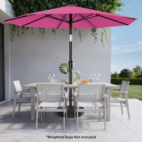 AreShark 10 FT Outdoor Patio Umbrella, Patio Table Umbrella with Push Button Tilt and Crank, Outdoor Patio Umbrellas with 8 Fiberglass Ribs, Patio Umbrellas for Market, Garden, Pool (Rose Pink) - color: Rose Pink