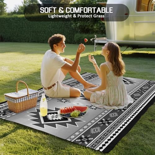 Outdoor Rug 4x6ft, Aztec Retro Ethnic Style Indoor Area Rug for Patio Backyard Deck Large Floor Mat, Boho Country Farmhouse Non-Slip Outside Carpet Balcony Porch Camping Rugs Picnic Mat - size: 4' x 6' (Rectangular)