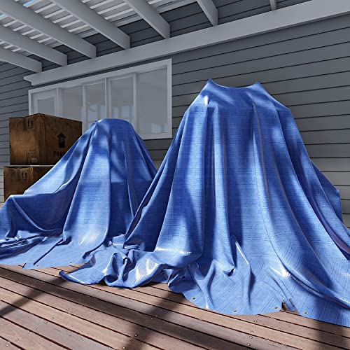 Heavy Duty Waterproof Tarp, 40x60 Feet, Blue Multipurpose Cover with Eyelets, 7 Mil Thickness