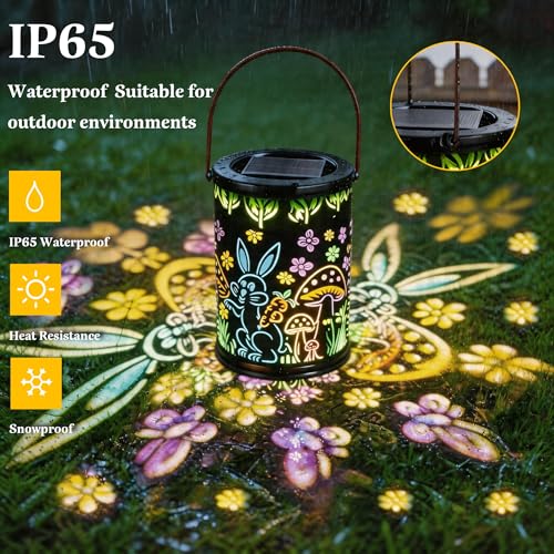 Solar Lanterns Outdoor Waterproof Mushroom & Rabbit Garden Decor, Gifts for Women Mother's Day Mom Grandma, Solar Lights Garden Haning Lights for Outside, Patio, Yard, Lawn, Porch - style: A Rabbit Mushroom
