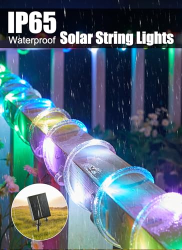 Brightown Solar String Lights Outdoor Waterproof, 18 Colors Changing 39FT Fairy Rope Light Solar Powered with Remote, 100 LEDs Multicolor Trampoline Light Rope Lighting for Outside Christmas Party - color: ‎Multicolor, size: 100 LED