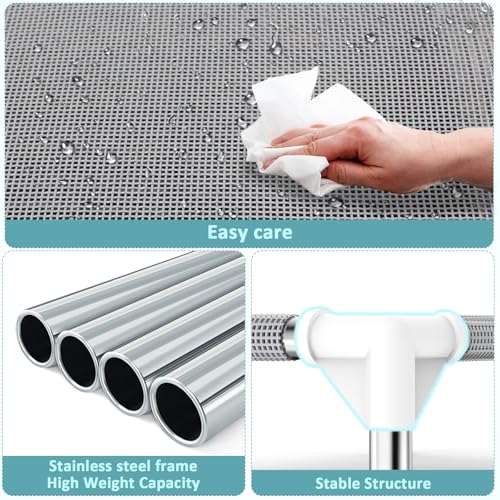 Elevated Dog Bed with Teslin Cooling Fabric - Lightweight Dog Cot for Large Dogs, Waterproof & Washable Breathable Mesh, Raised Pet Bed for Indoor Outdoor Use, Anti-Slip, Easy Clean - size: L-Gray