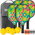 Pickleball Paddles Set of 2 or 4, or Single Paddle – USAPA Approved Fiberglass Surface Pickleball Rackets Set for Men & Women - color: Green Black*4