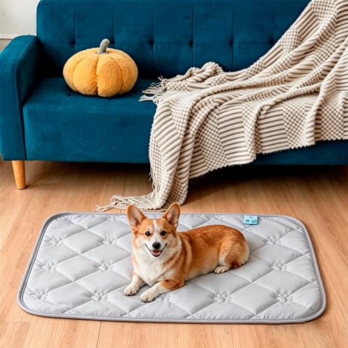 Pet Cooling Mat for Dogs Cats Summer Self Cooling Pad,Extra Large Dog Cooling Mat, Q-Max>0.4,Cooling Fabric Washable Breathable Blanket for Crate Kennel（XL, Gray） - color: Gray, size: X-large