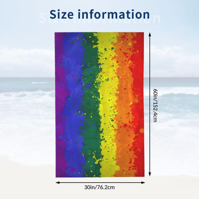 JOOCAR Rainbow LGBT Beach Towel Gay Pride Stripe Beach Towels Vibrant Bath Towels Big Extra Large XL Pool Towels Oversized Clearance Quick Dry for Women Men Summer Decor 30x 60 Inch - color: B1