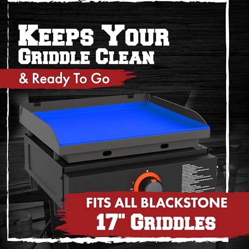 KITCHEN PERFECTION 17" Premium Silicone Griddle Cover Mat for Blackstone Griddle 17 Inch - Hermetic Protection from Rust & Debris All Year, Fits All Blackstone 17 Inch Models - Food Grade Silicone - color: Classic Blue 17 inch