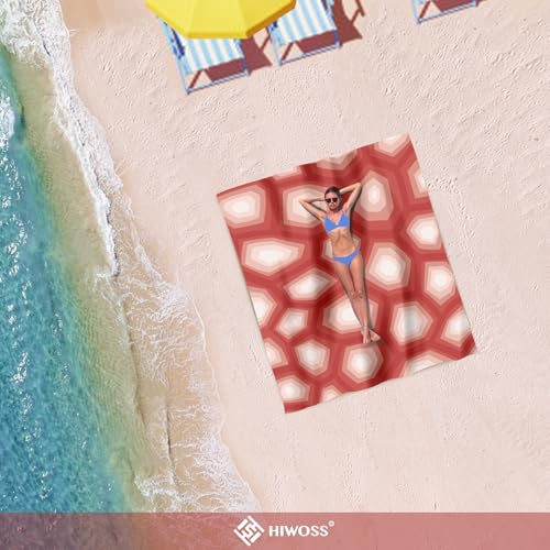 Beach Blanket Waterproof Sandproof Oversized 95”x 80”,Sand Free Beach Mat with Corner Pockets,Portable Mesh Bag for Travel and Outdoor Camping (Dreamsea) (Ombre Red) - color: Red