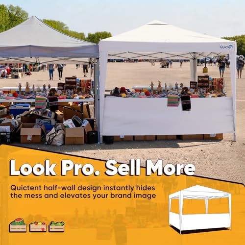 Quictent 10x10 Pop Up Canopy Tent with 2 Half Sidewall, Instant Setup Gazebo for 1 Person, Portable & Compact, Waterproof & UV Protection, Ideal for Camping, Beach, Parties, and Outdoor Events - color: White, size: 10x10 with 2 Half Sidewall