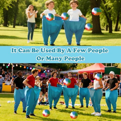 Granny Pants Yard Game Set Giant Outdoor Party Activity for Kids and Adults, Big Pants Ball Catching Set with 4 Balloons and Pump, Funny Lawn Activity, Ring Toss Games (Blue) - color: Blue