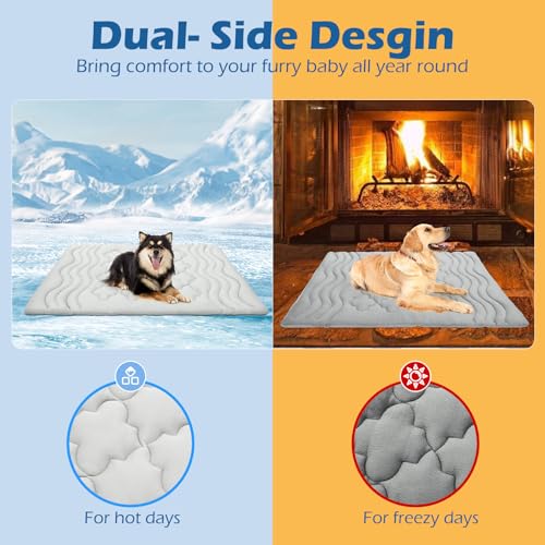 EXPAWLORER Dog Cooling Mat,Cool Pad Reversible (Cool & Warm),36’’x23’’ Pet Ice Cool Pad Blanket for Summer Kennel Sofa Floor Crate Car Seat,Machine Washable& Foldable Cooling Dog Bed(Medium)