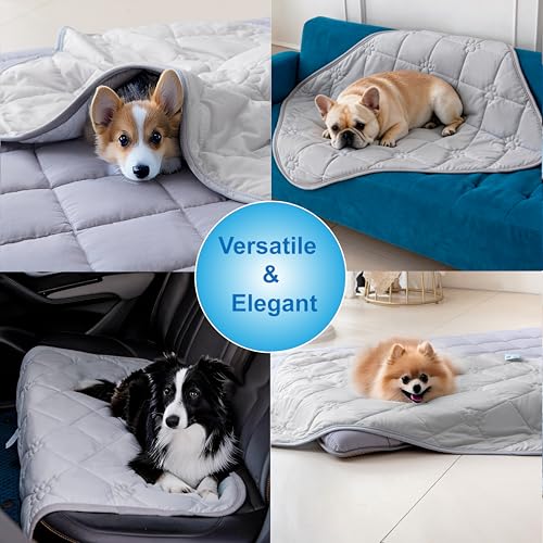 Pet Cooling Mat for Dogs Cats Summer Self Cooling Pad,Extra Large Dog Cooling Mat, Q-Max>0.4,Cooling Fabric Washable Breathable Blanket for Crate Kennel（S, Gray） - color: Gray, size: Small