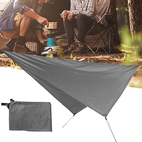 Waterproof Camping Tarp, Camping Cover with Rhombus Pattern, 360x290cm Multifunction Sun Shade Canopy for Beach Hammock Tent, Includes Storage Bag and Wind Ropes (Gray) - color: Gray