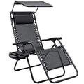 Homall Zero Gravity Chair Patio Lawn Chair Lounge Chair Folding Recliner Adjustable Outdoor with Canopy Shade,Cup Holder (Black) - color: Black