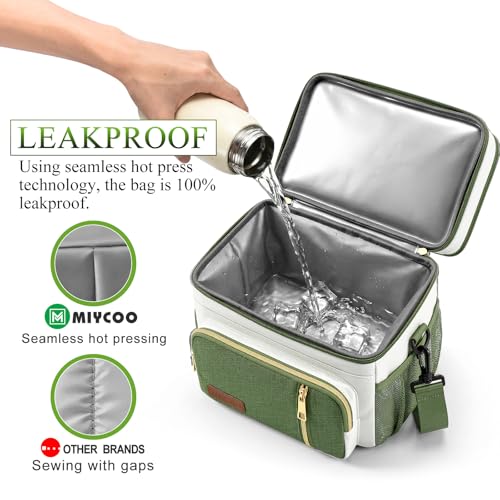 MIYCOO Lunch Bag & Lunch Box for Women Men - Double Deck Leakproof Insulated Soft Large Adult Camping Cooler Bag for Work, Beach, Picnic, Travel (Green White, 15L) - color: Green White