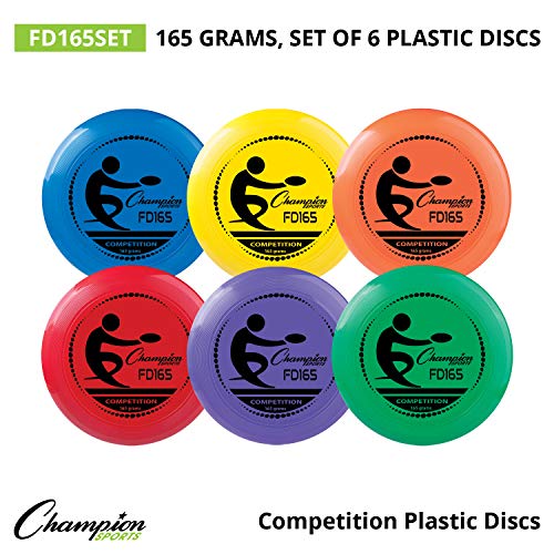 Champion Sports Competition Plastic Discs, Assorted Color - color: Assorted (Set of 6)), size: 11 Inch Diameter (165 Grams)