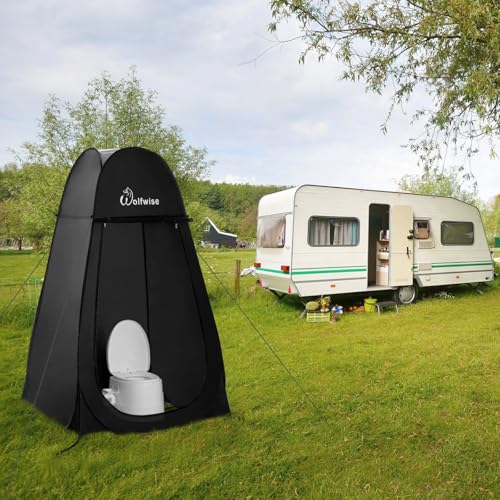 Wolfwise Pop Up Shower Tent for Camping Essentials, Portable Instant Changing Tent with Ventilation Window & Carry Bag, Privacy Dressing Room Bathroom Toilet for Beach & Outdoor, Extra Tall, Black - color: Black, size: Extra Tall: 6'11" H, 47.2" W