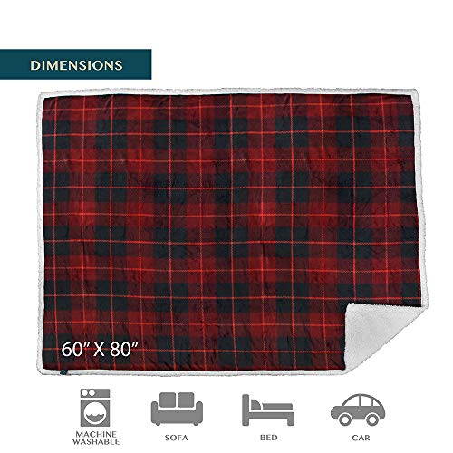 Pavilia Waterproof Blanket for Couch & Sofa | Large Dog & Cat Protector | Plush Soft Sherpa Blanket, Plaid Red, 60x80 - color: Plaid Red, size: 60x80 Inches