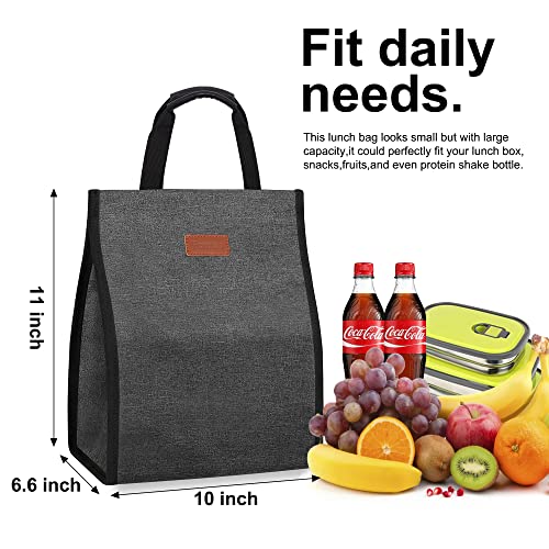 Lunch Bags for Women Insulated Reusable Lunch Tote with Internal Pocket, Lunch Tote bag for Work (Charcoal Grey) - color: Charcoal Grey, size: 2 Pack