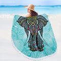 Violet Mist Microfiber Beach Towels Oversized Round Elephant Beach Blanket Sand Free Quick Dry Hippie Boho Circle Bath Towel Absorbent Bohemian Beach Yoga Mat Table Cloth Throw Fringe Tapestry 60" E - color: Elephant