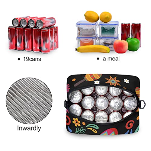 Cinco De Mayo Skull Insulated Lunch Bag Reusable Lunch Tote Bag Cooler Bag for Women Men Adult Lunch Box with Adjustable Shoulder Strap Leakproof Lunch Bag for Work School Picnic Camping - color: Cinco de Mayo Skull