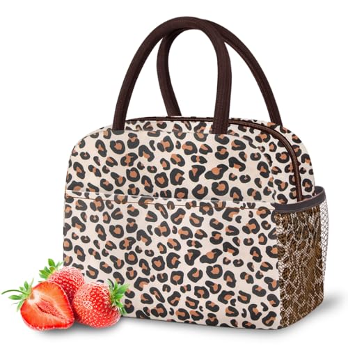 DALINDA Lunch Bag Women,Lunch Box Adult for Women Men Reusable Insulated Lunch Tote Bag,Leakproof Food Handbags Case High Capacity for Travel Work Picnic Beach,Leopard - color: Leopard, size: Oxford cloth