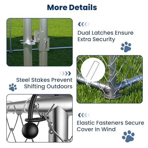 20x10 FT Extra Large & Heavy Duty Dog Kennel Run - Outdoor Metal Enclosure with Lockable Door and Waterproof Cover for Big Dogs - size: 240x120in