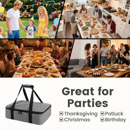 Reusable Insulated Lunch Bag for Women & Men, Large Thermal Food Storage Tote for Hot & Cold Meals, Foldable Meal Prep Bag Fits 9x13 Containers, Leakproof Lunch Box for Work, Picnic, Travel, Black - size: Upgrade Gray (Cationic Fabric)